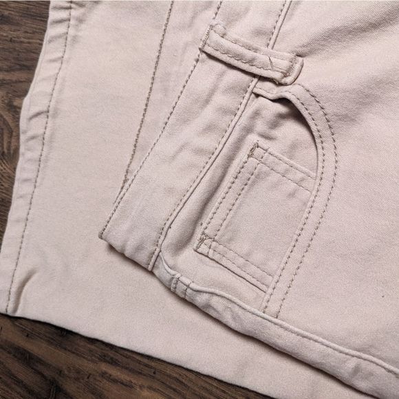 Pink Latte Tan Bootcut Slightly Flared Khaki Cream Tan Junior's Soft Dress Pants - Picture 4 of 5